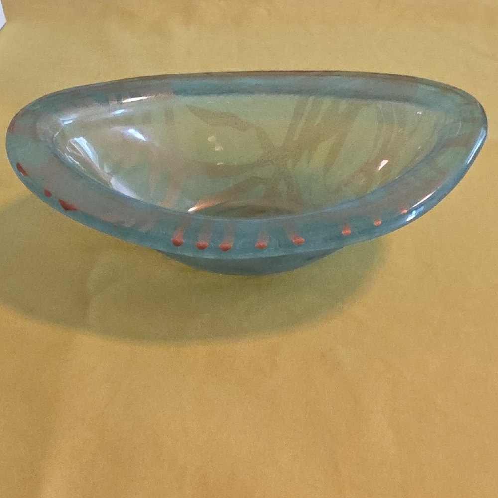 Vintage Annieglass (Signed) Small Oval Glass Bowl - Picture 2 of 8